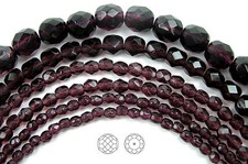 Czech Fire Polished Round Faceted Glass Beads in Deep Violet, 16  strand, purple