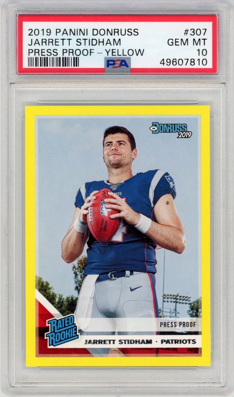 Jarrett Stidham Panini Donruss #307 Press Proof-Yellow