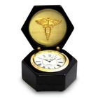 Dental Lacquered Black Wood Quartz Clock in Box