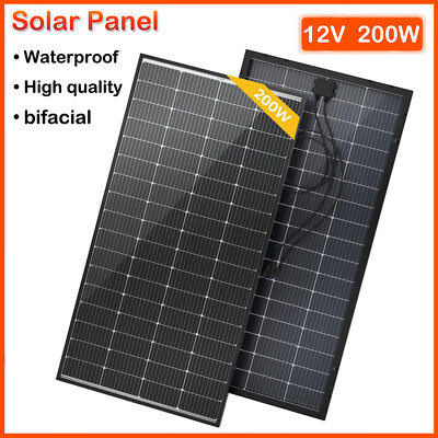 BougeRV Bifacial 200W Solar Panel 10BB Cell RV Camping Home 23% High-Efficiency
