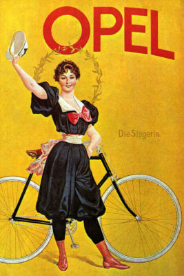 OPEL CYCLES BICYCLES FASHION GIRL DIE SIEGERIN GERMAN VINTAGE POSTER REPRO