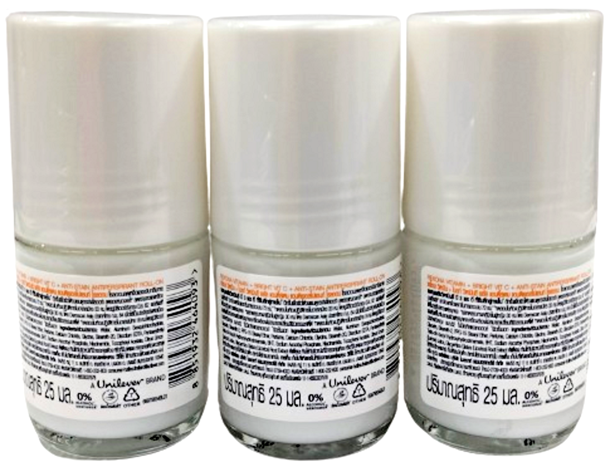 Rexona Vitamin Bright Roll-On Antiperspirant 25ml ×3 Deodorant