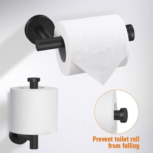 Matte Black Bathroom Hardware Set - 5-Piece SUS304 Stainless Steel Accessories - Picture 3 of 12