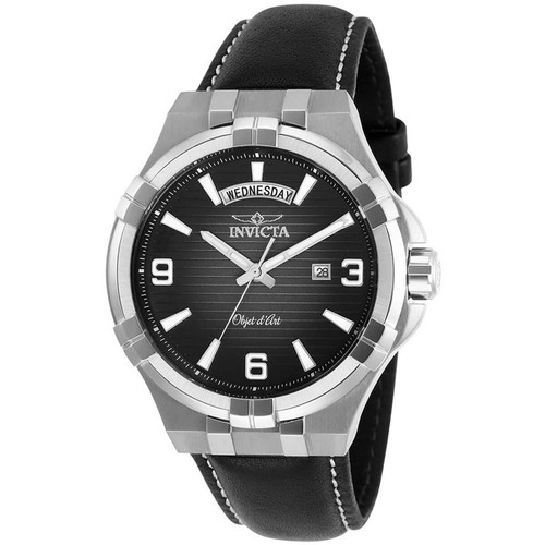Invicta 30183 Men's Objet D Art Black Dial Leather Strap Watch - 第 1/1 張圖片