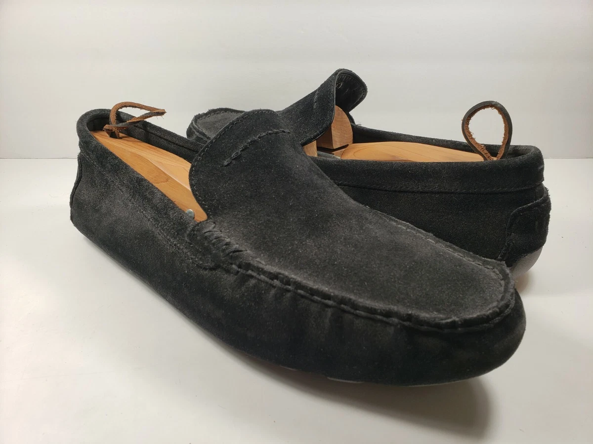 Ugg 1013136 Henrick Men Flats Black Suede Moccasins Slip On Loafers Size 10.5