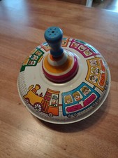 Vintage Ohio Art Spinning Top, CHOO- CHOO TRAIN / CONDUCTOR Tin Metal Toy, NICE!