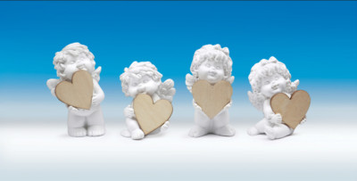 Engel Igor - Olga mit Holz-Herz zum Beschriften weiß Geburtstag Hochzeit H6-7cm