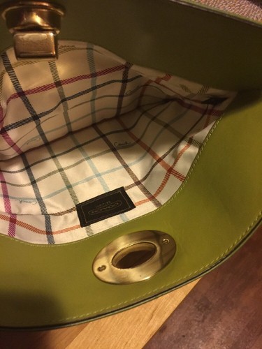 nice coach green small fold over flap clutch bag handbag purse