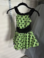 Girls Green Black Glitter Dance Dress Costume Weissman Size 7/8 IC WORN ONCE