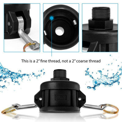 Adattatore Di Scarico Per Serbatoio IBC Da 275/330 Galloni - Raccordo In Plastica Da 2'' Filetto Grosso A 3/4'' BSP/NPT - Per Uso Alimentare - 6