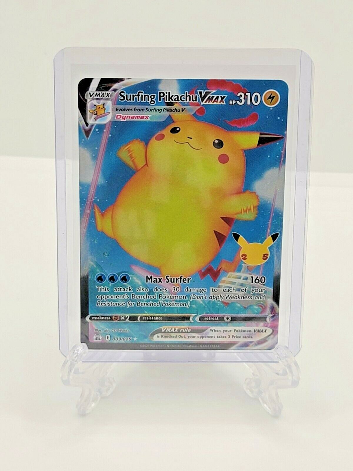 Surfing Pikachu VMAX 009/025 Celebrations Pokemon TCG - Mint - Pack Fresh