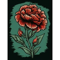 Nelke Blume Old School Tattoo Kunstplakat Kunstdruck Leinwand 30X40 Cm