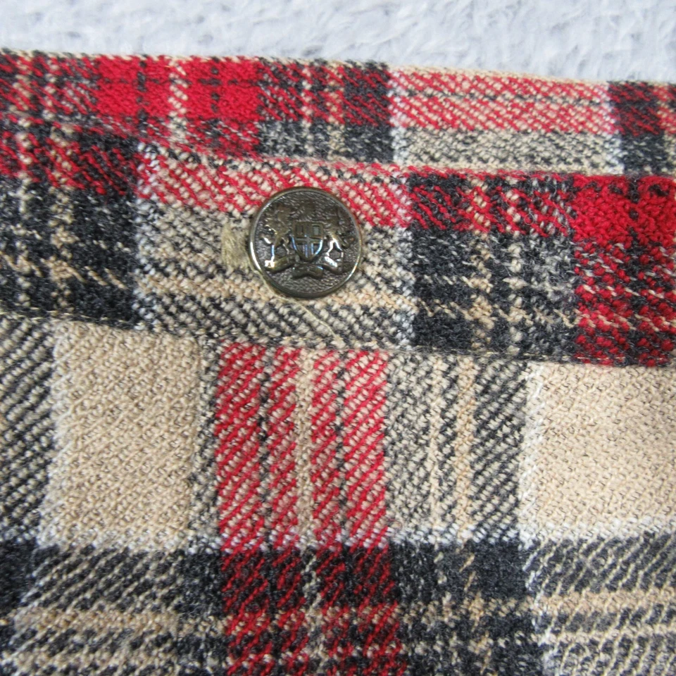 复古 J Mclaughlin Kilt 裹身裙 12 码红色格子 100% 羊毛纽扣拉链 — 第 2/4 张图片