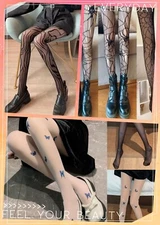 Women's Sexy Pattern Tights Fishnet Ribbon Floral Print Pantyhose Stockings