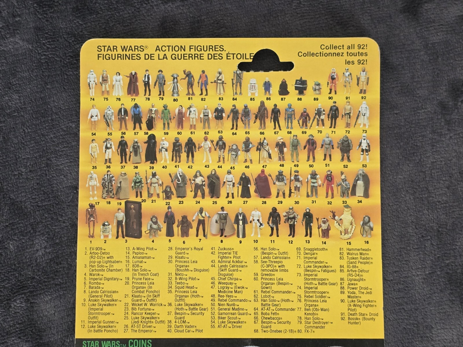 Vintage Star Wars List Star Wars Vintage Kenner YAK FACE CARDBACK
