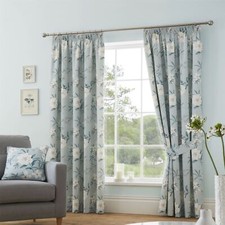 Pencil Pleat Curtains 100% Cotton Eve by D & D in Duck Egg