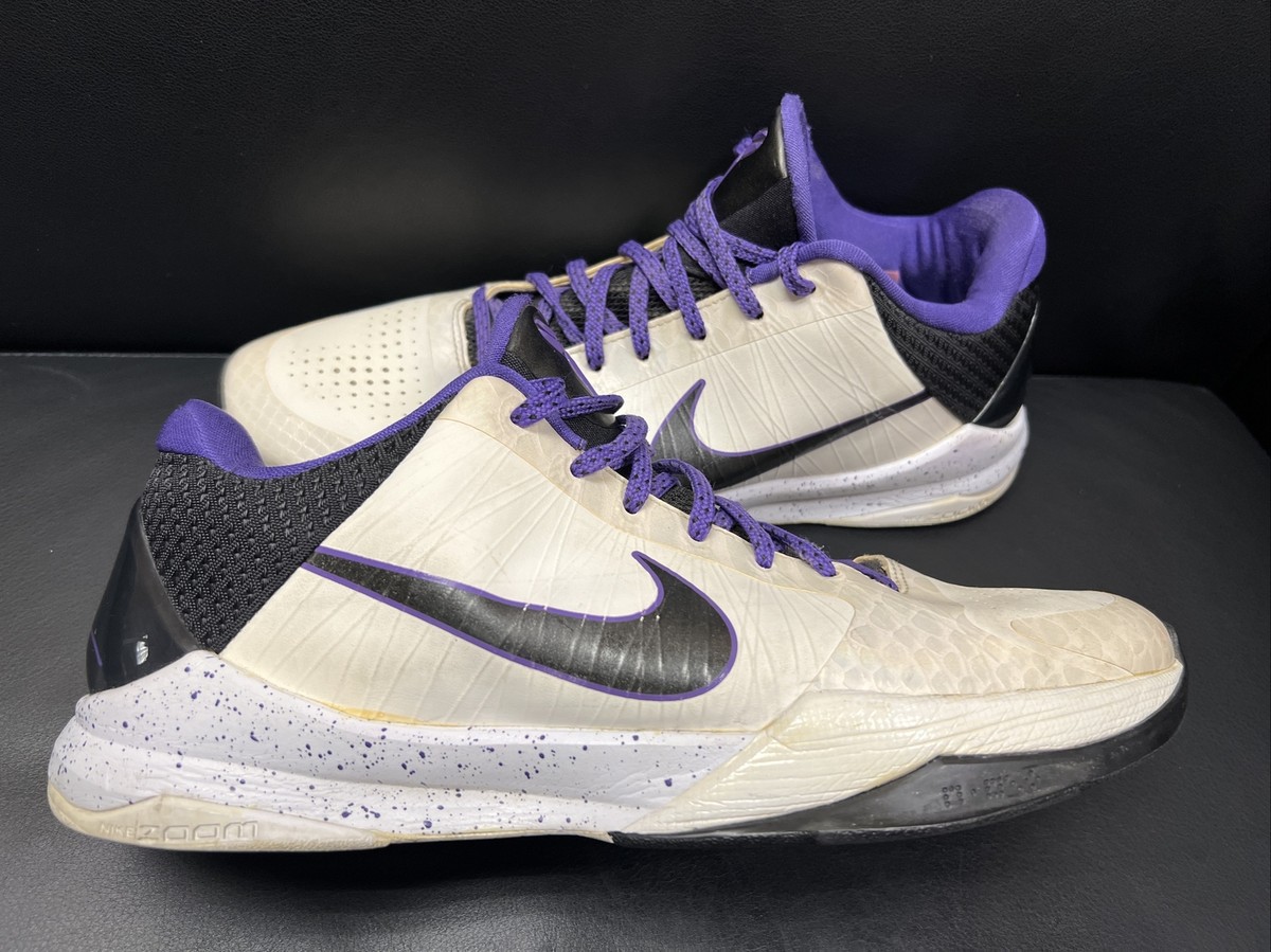Nike Zoom Kobe 5 V OG Inline White Black Purple 386429-101 Men's