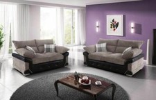 Logan Corner Sofa 3+2 Seater Set Suite Jumbo Cord Beige Brown High Back Settee