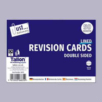 Just Stationery Double Sided Revision Cards 50 s