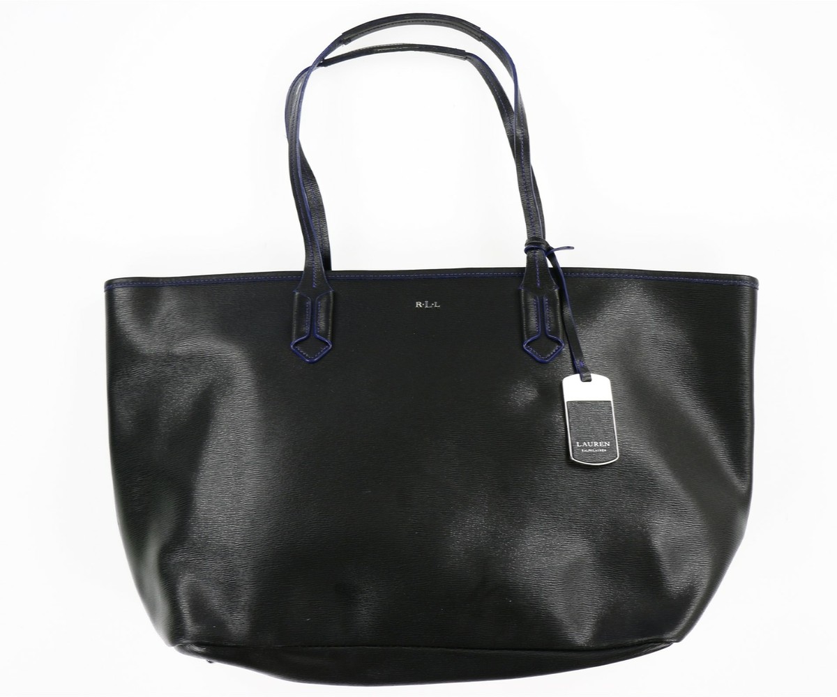 Ralph Lauren 243405 Womens Leather Casual Tote Bag Black Size