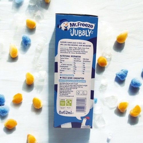 Mr Freeze JUBBLY Blue Raspberry Flavored Ice Lollies Ice Pops 8 X 62ml - Picture 9 of 19