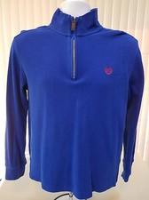 Chaps 1/4 Zip Mock Neck Navy Blue Cotton Sweater Youth Boys L (14/16)