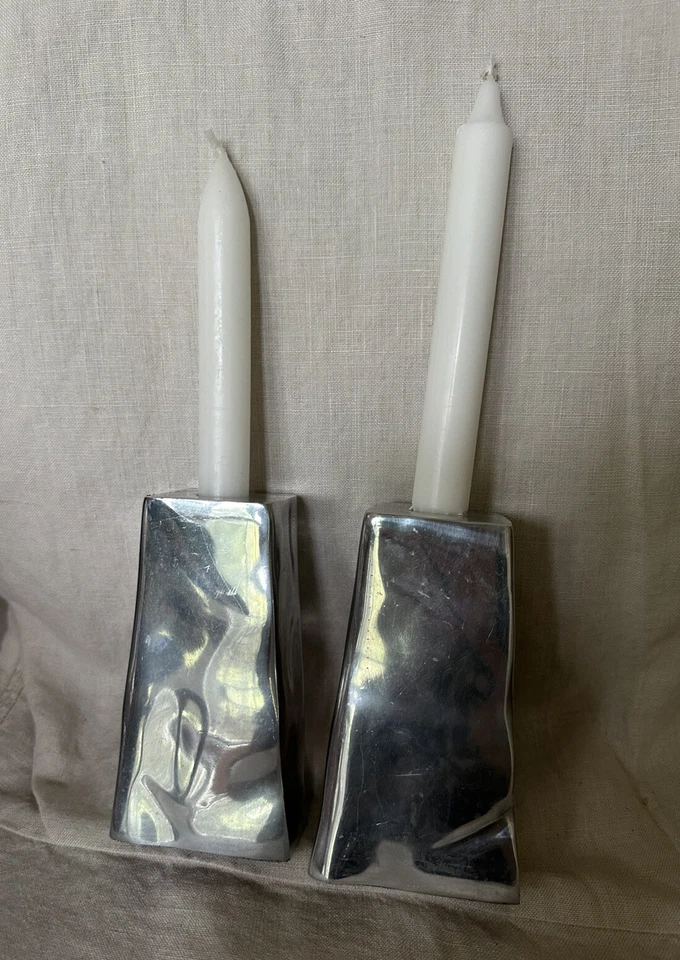 Pottery Barn подсвечник держатель пара комплект конус серебристый столб металлический современный - Изображение 2 из 4