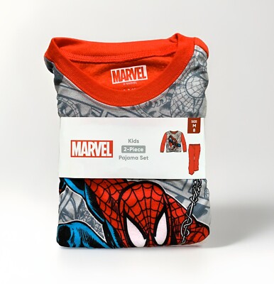 NEW Marvel SPIDER-MAN 2pc Long Sleeve Top and Pants Pajama Set Size M (8)
