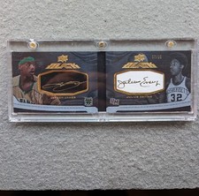 INCREDIBLE UD Exquisite OC AUTO LeBron James and Dr J Dual Relic Book! /20