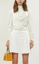  Zimmermann Espionage Tie-Neck Silk Blouse in Pearl (Size 3)