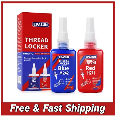 EPASUN Threadlocker 242 & 271 Set - Blue Medium & Red High Strength Lock Tight