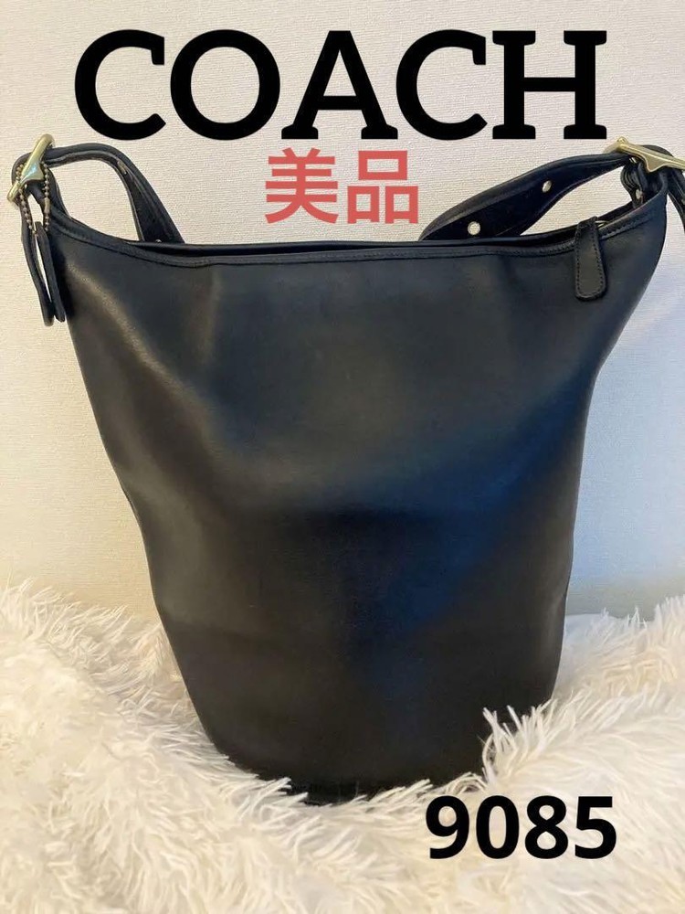 Coach Shoulder Bag Leather Black Authentic Used JPN 14343