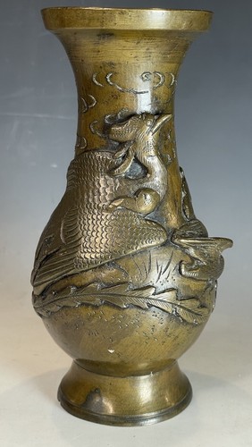 Antique Qing Dynasty Chinese Bronze Applied Phoenix Bird Vase - 第 12/13 張圖片