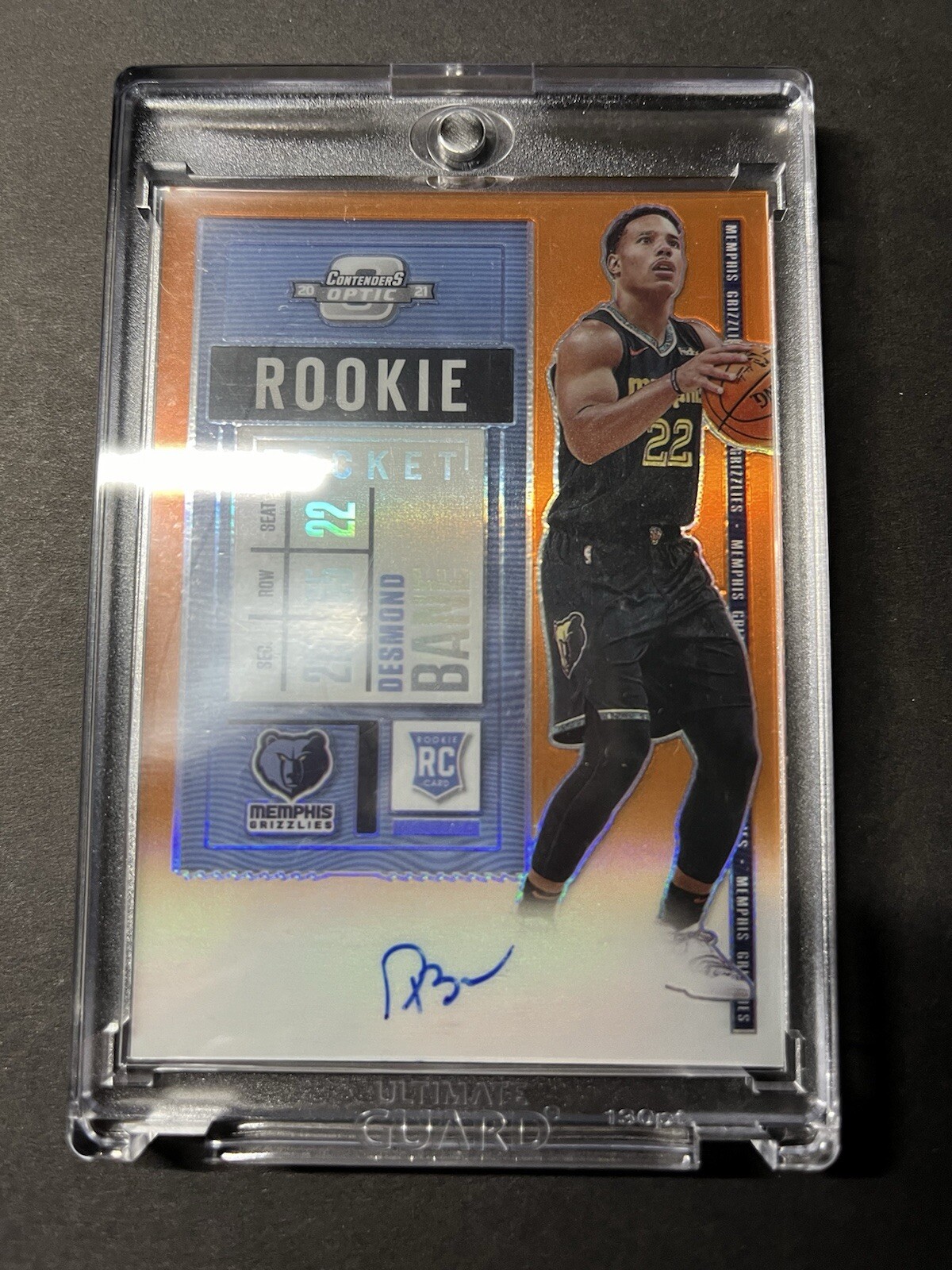 2020-21 Desmond Bane Contenders Optic Rookie Ticket Orange PRIZM #/25 RC Auto