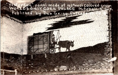 RPPC Postcard Yesterday Panel Corn Palace Mitchell South Dakota c.1940-1950 O092