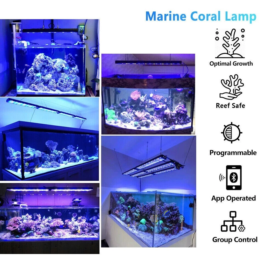 PopBloom WiFi Aquarium LED Marine Lighting Full Spectrum Marine Coral Reef Tank - Image 2 of 4