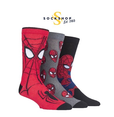 Marvel Spider-Man Socken, Baumwolle, Unisex, Herren und Damen 3 Paar Pack - SOCKSHOP