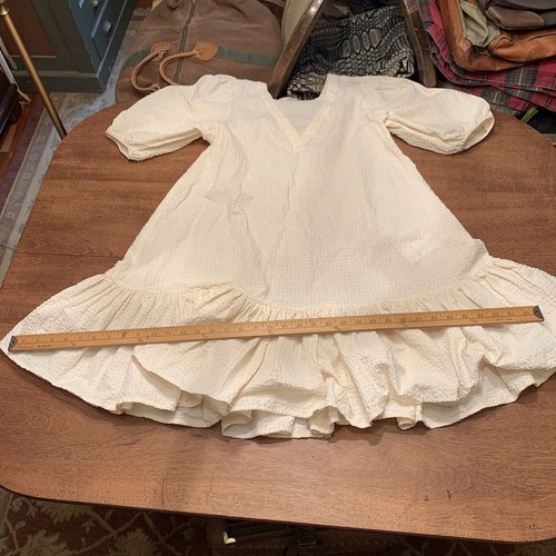 Maje Rolita Ruffle Flounce Textured Shift V Neck Dress Top Cream Beige Size 38 - 第 14/24 張圖片