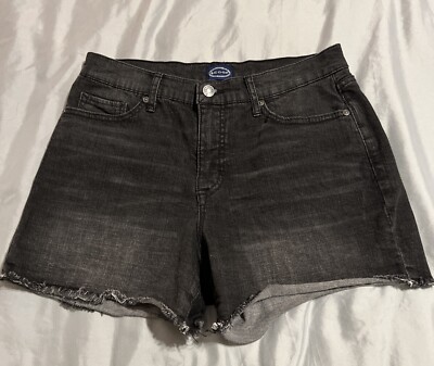Womens Scoop Black Stretch Five Pocket Cut Off Denim Shorts Size 8