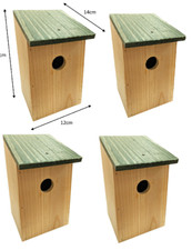 4 x BIRD NESTING NEST BOX WOODEN GARDEN HOUSE SMALL BIRDS BLUE TIT ROBIN SPARROW