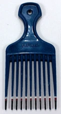 Vintage Scunci Hair Lift Comb Plastic Pic Pick Metallic Blue Color Dip