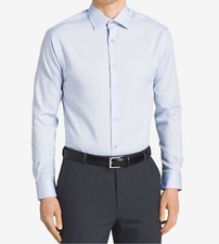 75 Calvin Klein Men's Blue Regular-Fit Herringbone Button Dress Shirt 15 32/33