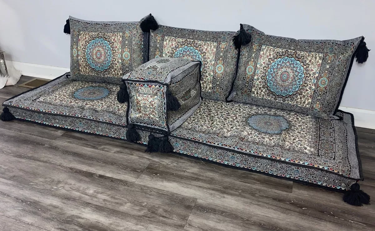 Floor Seat Sofa Arabic Turkish Majlis Oriental seating couch set gray