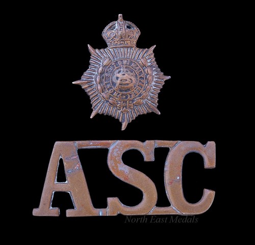 asc army service corps great war shoulder title and collar badge