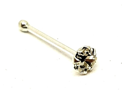 Borchia naso piccolo 2 mm quarzo rotondo 22 g (0,6 mm) argento sterling 925 p... - Foto 2 di 10