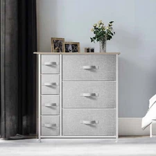 Uforic 7 Drawer Dresser Fabric Dressers Bedroom Sturdy Storage Tower Light Gray