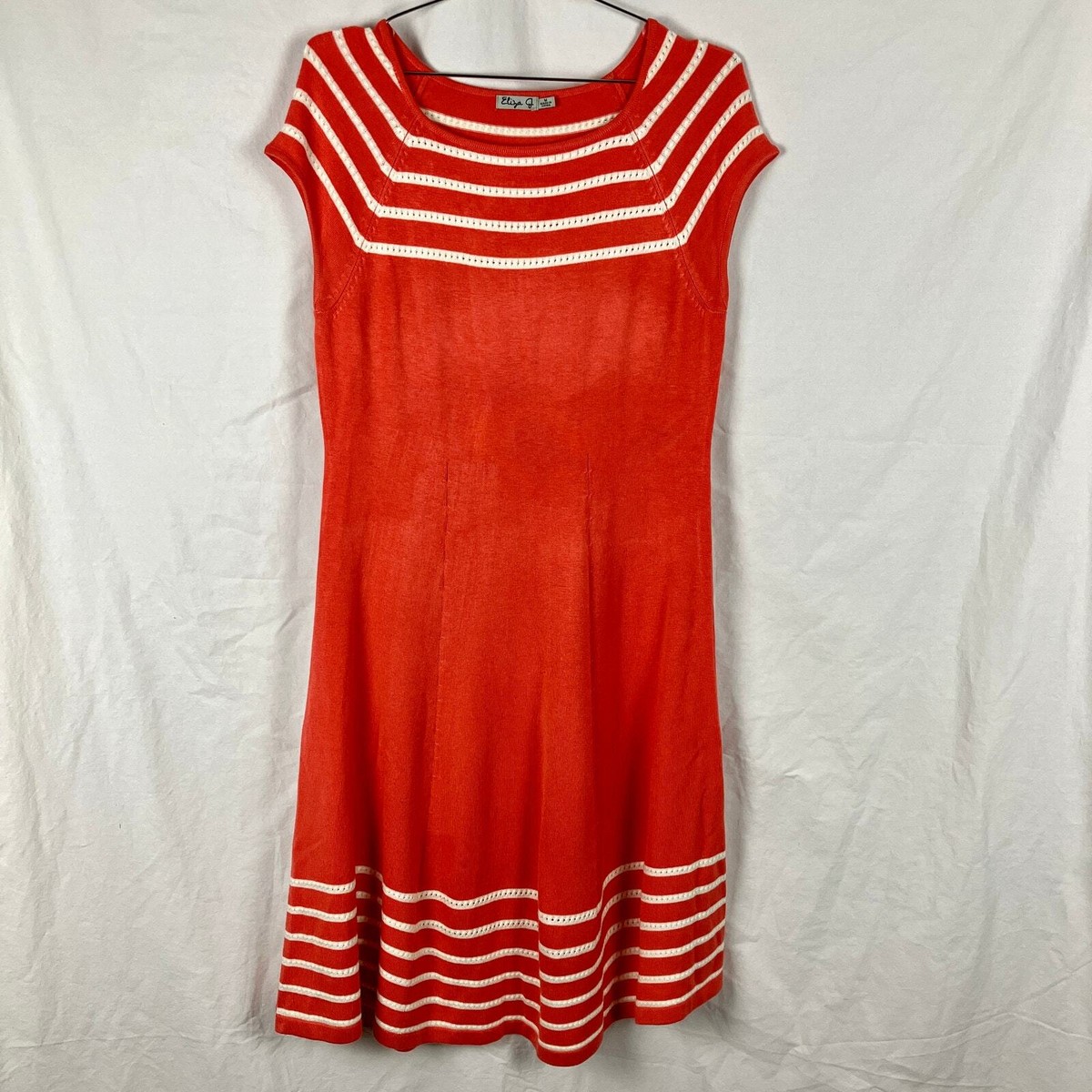 Eliza J Orange Stripe Knit Sweater Dress M | eBay