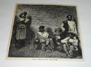 1880 magazine engraving ~ A GROUP OF THUGS, India