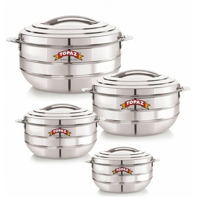 4 Stück Edelstahl Heiß Kalt Isoliert Kasserolle Doppelwandig Hotpot 1000-3500ml