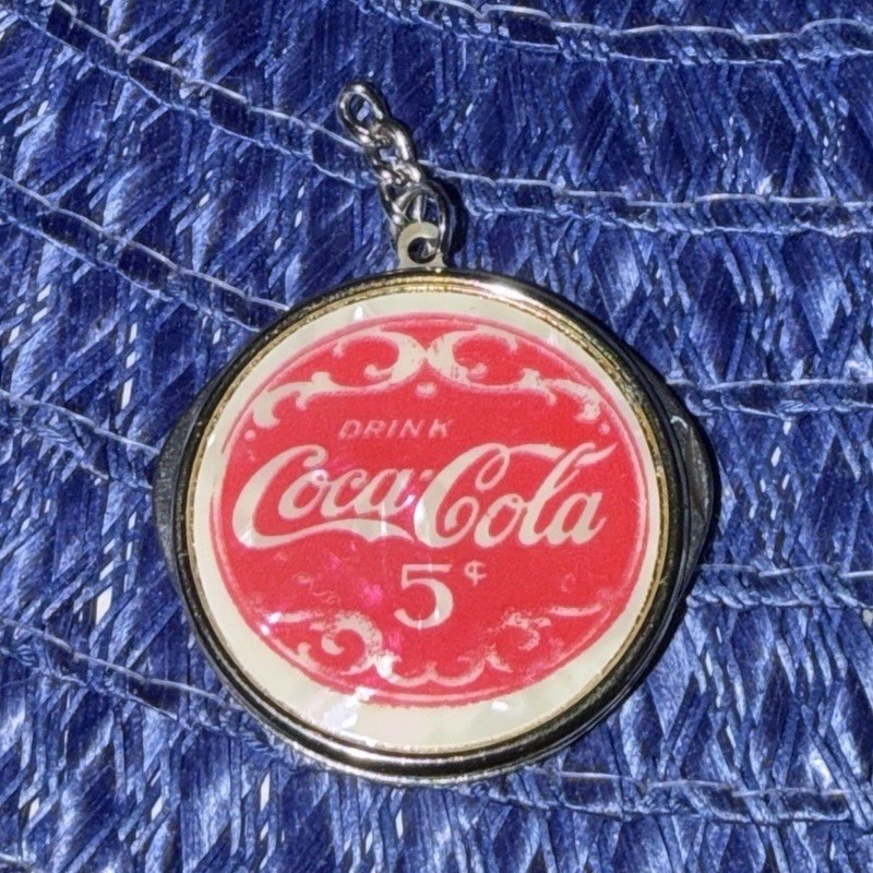 VCoca-Cola 5¢ Drink Coca-Cola Round Cigar Cutter Knife - Red White Silver Soda 